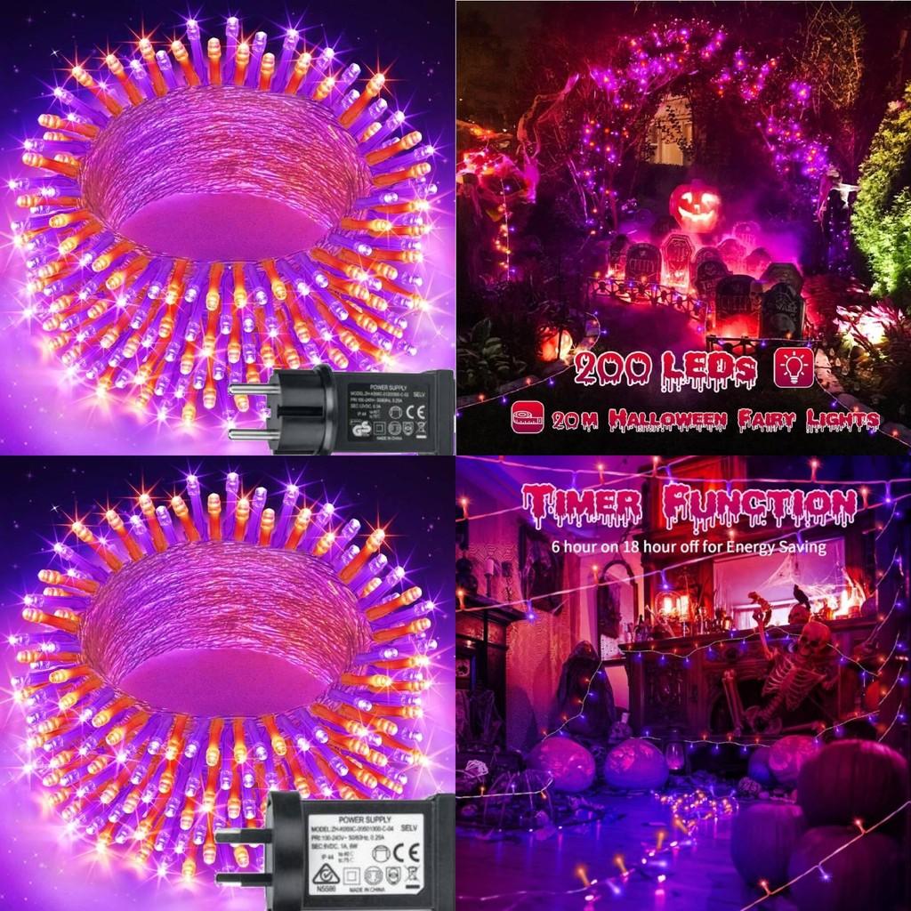 Halloween Fairy String Lights 200 Led 20m With 8 Modes For Festive Decoration