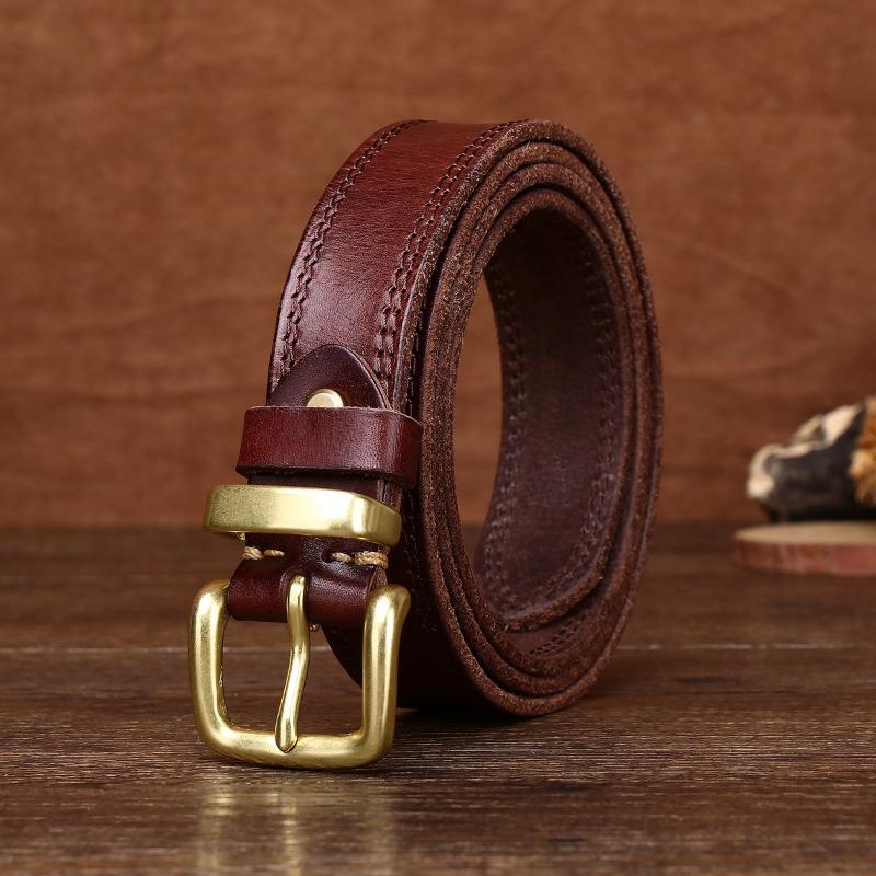 Retro primul strat din piele de vacă ață de cusut centura femeii cataramă din cupru pur cataramă cap cataramă cupru cataramă centura