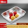 HPMILY Extra Thick Stainless Steel Deep Rectangular Serving Tray with Lid