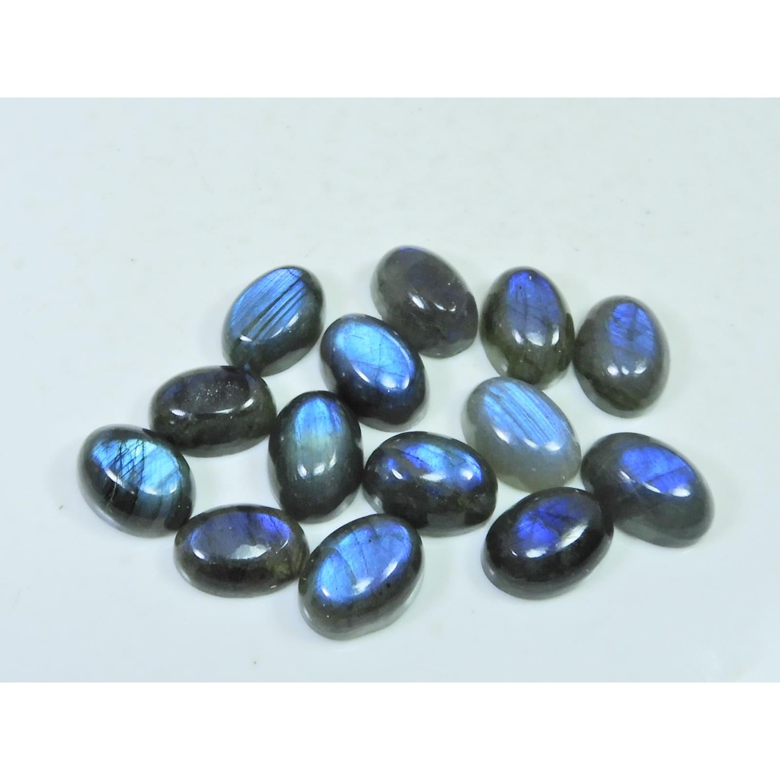 10X14MM Natural Labradorite Blue Fire Oval Cabochon Loose Gemstone 14Pcs Lot C-1073