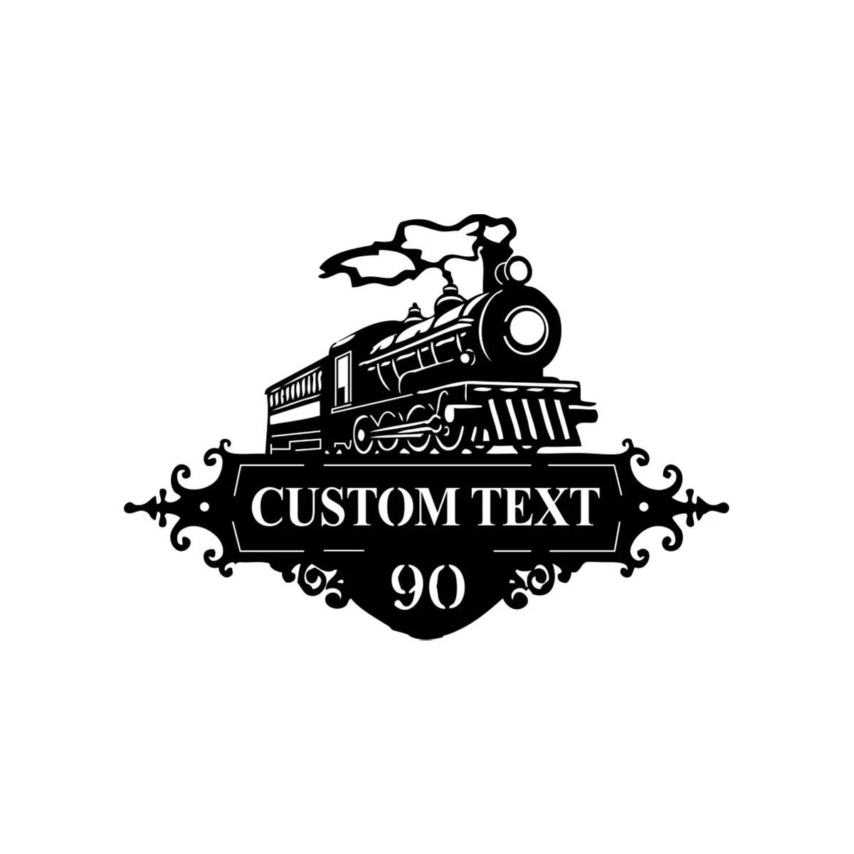 

Metal Address Sign, Steel House Number Plaque, Train Garden Stake, Rustic Locomotive Decor, Yard Art Gift