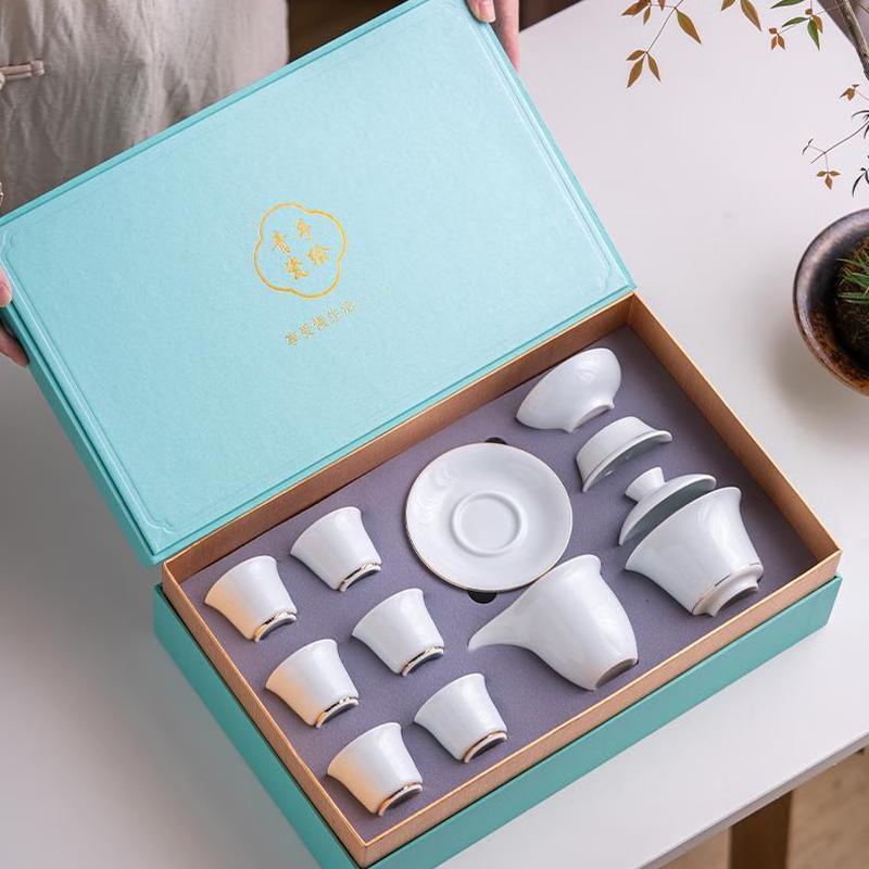Celadon Gold-Painted Ceramic Kung Fu Tea Set