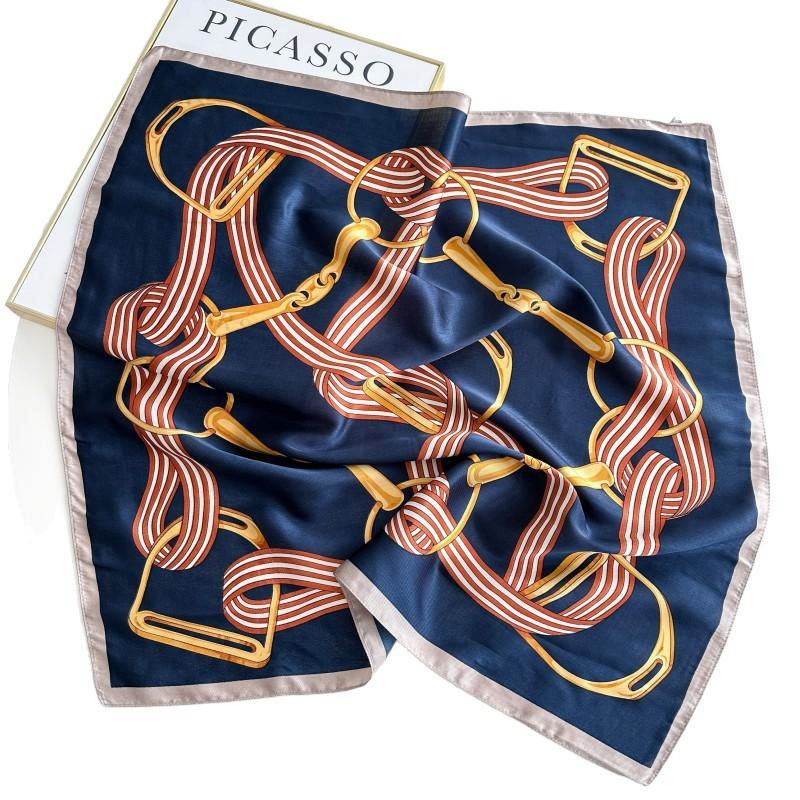 New high-end simulation silk small square scarf versatile decorative small scarf old money wind waist seal women's fashion silk scarf