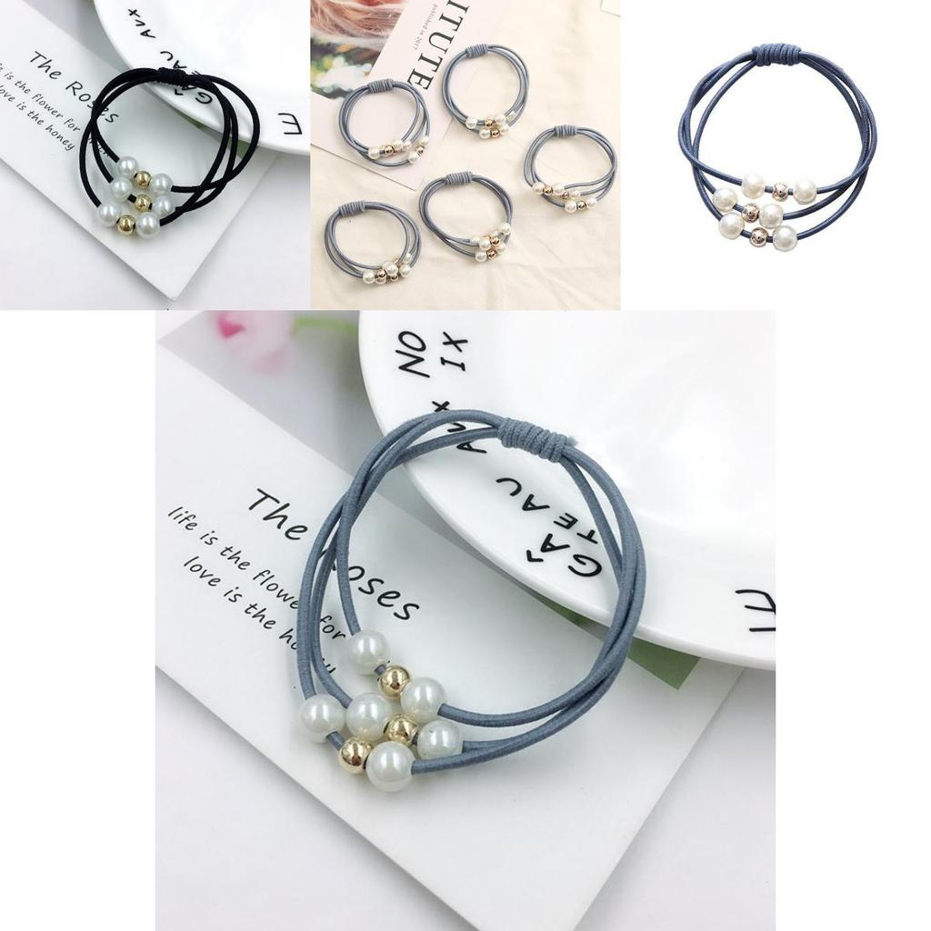 Korean Version Of The Three-strength Rubber Band High-elastic Pearl Head Rope For Women And Girls