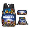 Conjunto de Mochila Roblox de 3 Peças com Compartimento para Laptop e Estojo, 40x11x30cm, Multicolor, Mochila Escolar para Crianças