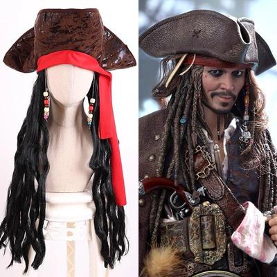 Halloween Piratas del Caribe cosplay Jack Capitán accesorios disfraz sombrero peluca fiesta decoración accesorios