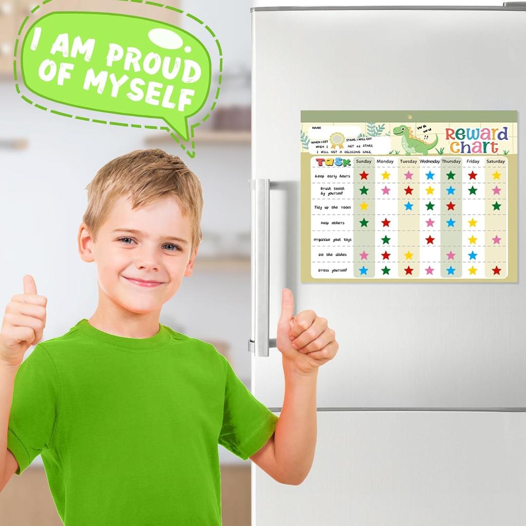 Magnetic Reward Chart for Kids at Home, Behavior Chart Pad with 26 Chore Charts, 1680 Star Stickers, 84 Motivational Stickers to Develop