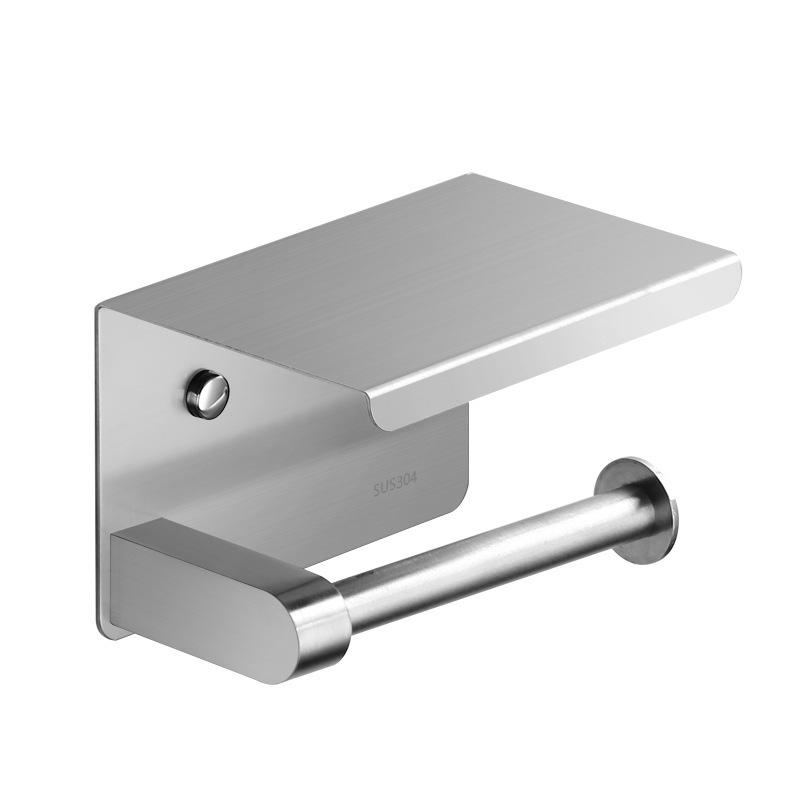 Stainless Steel Toilet Paper Holder Shelf with Tray Bathroom Accessories Kitchen Wall Hanging Punch-Free