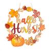 Maple Leaf Pumpkin Ornament Autumn Harvest Wooden Wreath Pendant, Front Door Hanging Ornaments with Hemp Rope, Natural Wood Seasonal Sign Pumpkins
