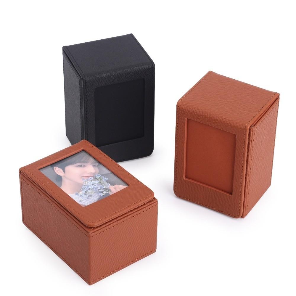 Flip Cover 3-Inch Photo Storage Box Large Capacity Magnetic Game Cards Storage Box Decorative Leather Photo Album Birthday Gift