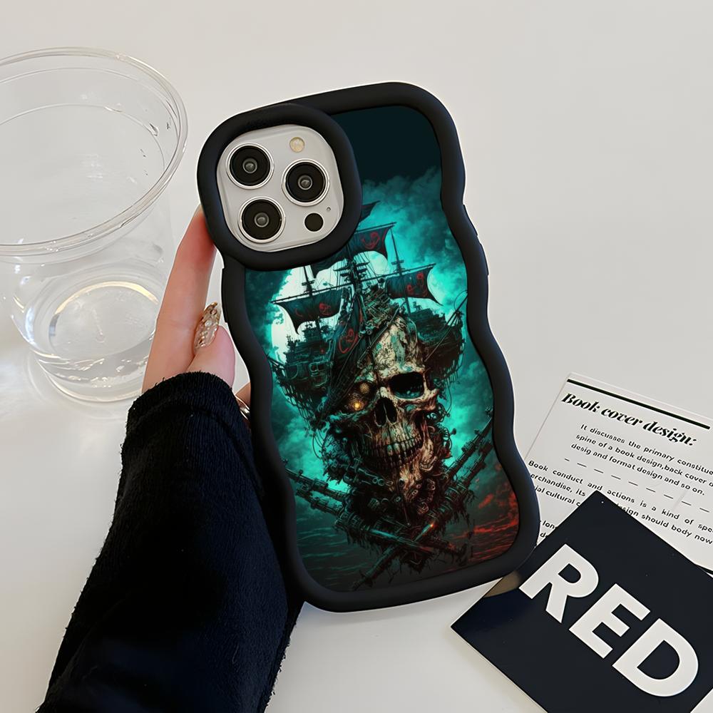Pirate Corsair Mobile Phone Case for iPhone 17 16 15 14 13 12 11 Air Pro Max Plus Wavy Edge TPU Colorful Cover Cover Pretty