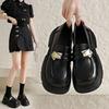 Plattform Britischer Stil Kleine Lederschuhe Damen Schwarze Loafer Ein-Pedal Einzelne Schuhe Mary Jane Damenschuhe Frühling