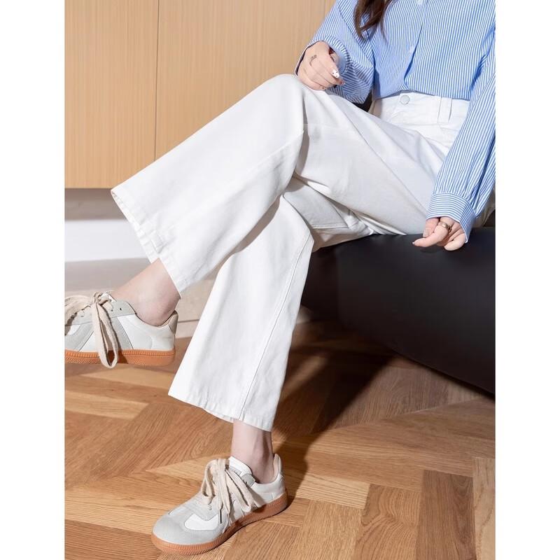 TonLion 2026 Spring And Summer Women's Versatile Basic Nine-Point Denim Straight-Leg Pants, Casual Versatile Women's Trousers, Casual Long Pants