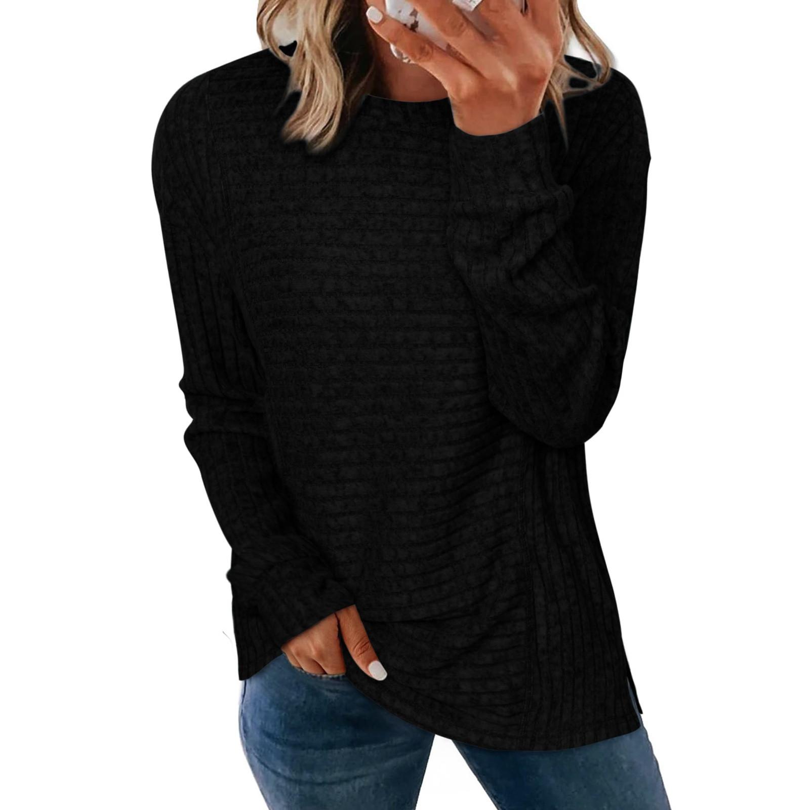 

Женские блузки Повседневные топы Модный топ с длинным рукавом S чёрный