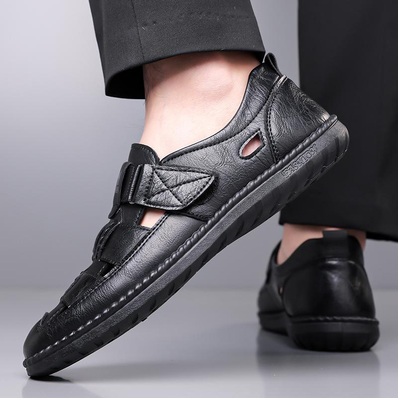 Men's Sandals Shoes Anti-slip Breathable Hollow Outdoor Sports Beach Shoes Casual Sandals Mens Closed Toe Sandals