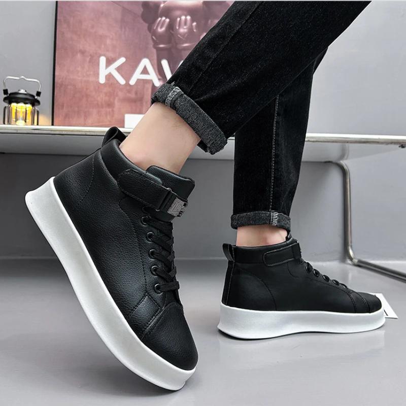 Fashion Fashion Men's Boots Thick Sole Versatile Male Casual Flats 2024 New High Top Sports Shoes Platform Shoes for Men Botas Masculino