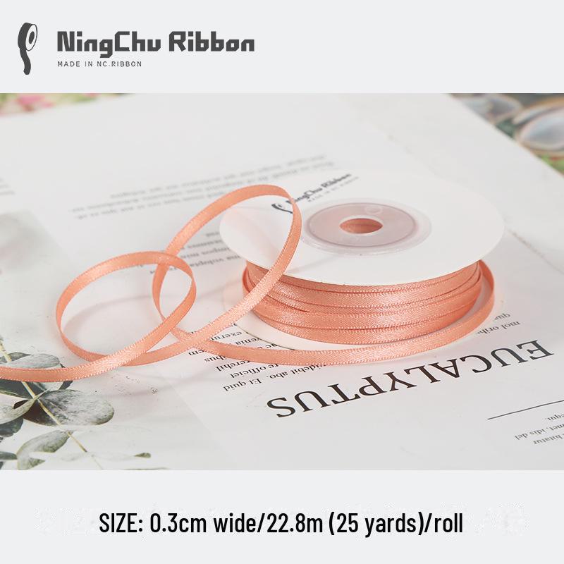 3mm Double-Sided Satin Silk Ribbon for DIY Gifts, Bows, Bouquets, and Baking Packaging