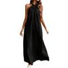 European and American summer new solid color loose fashion neck dress vacation dress