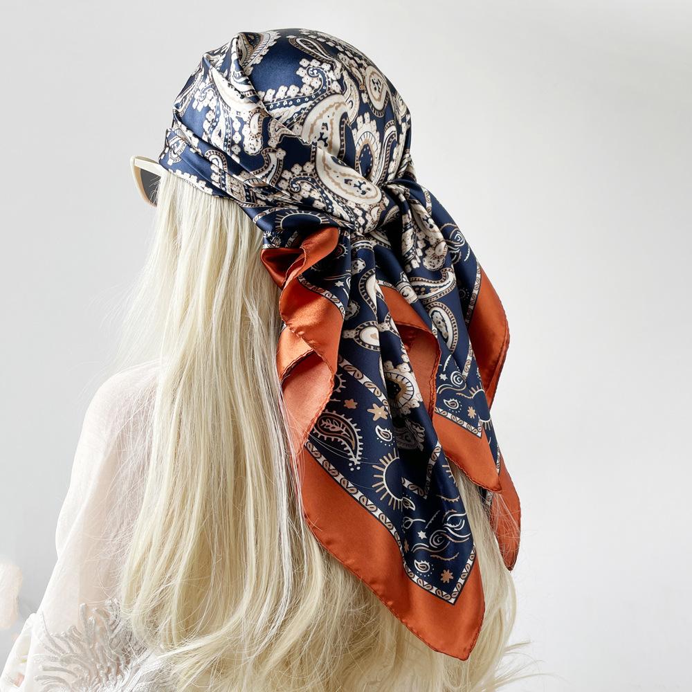 New Arrival: 90cm Women’s Cashew-print Headscarf, Satin Scarf, Satin Shawl