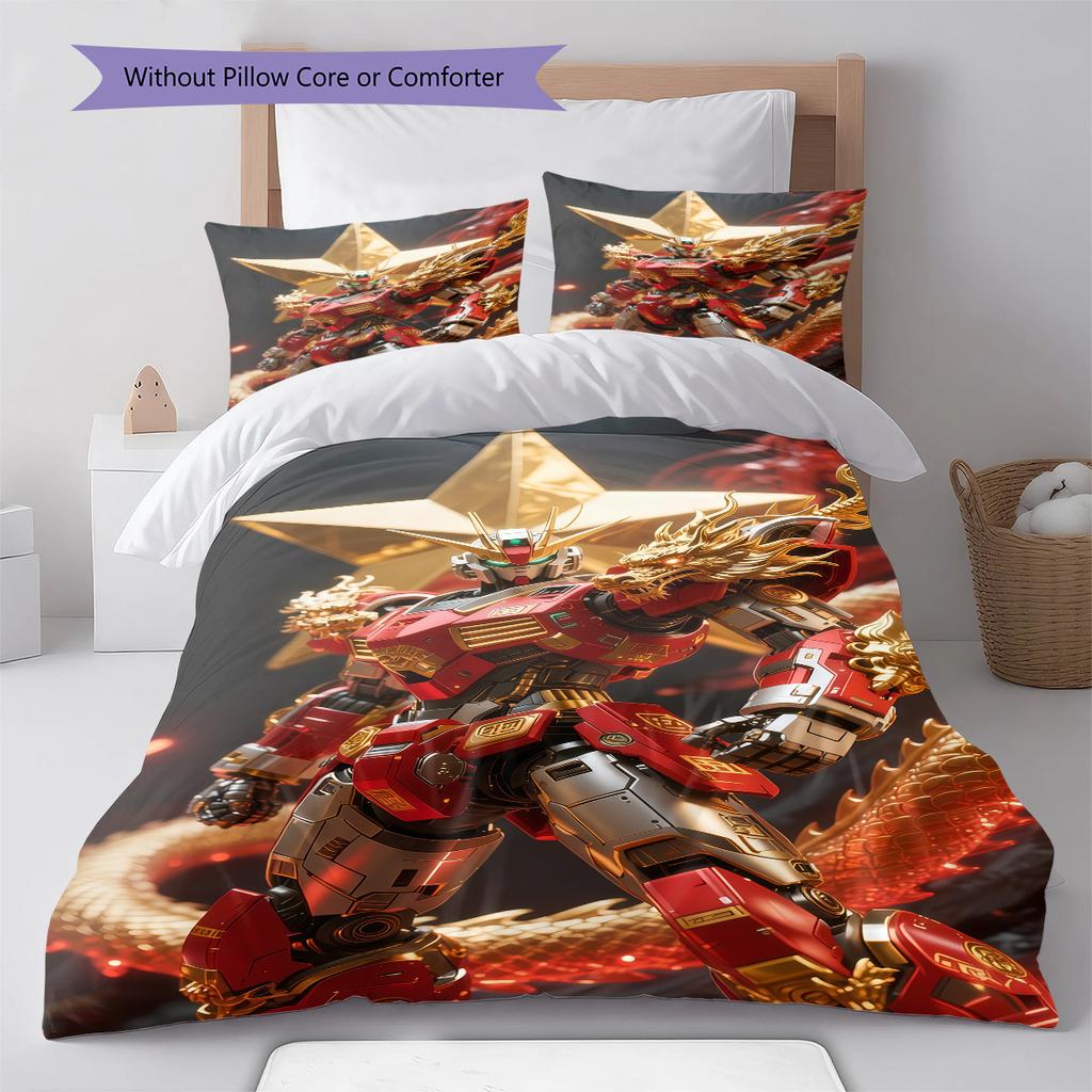 Gundam Chibi Cute Pose Bedding Set Anime Duvet Cover Polyester Soft Comforter Bedroom Set -QJY