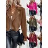 European and American Winter Slim fit Short Lapel Zip-up Jacket Short coat Women Short Jacket for Women