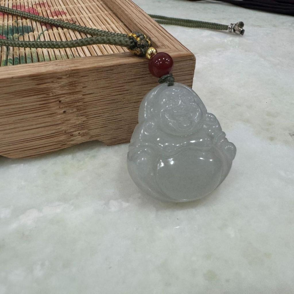 Hetian Jade Maitreya Buddha Pendant Necklace - Smiling Buddha Jewelry & Hanfu Accessory.