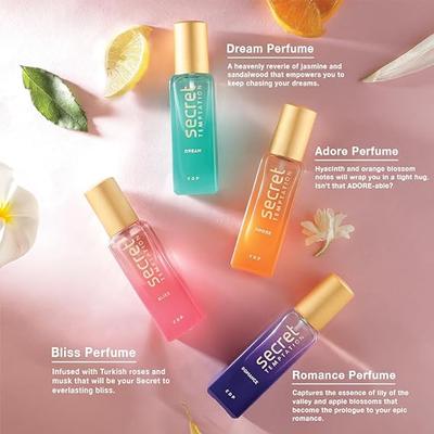 Perfume Secret Temptation Premium para mujer, paquete de 4 (20 ml cada uno) || Set de regalo de perfume de cumpleaños para ella | Regalo de aniversario para esposa