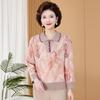 Mother's Spring Long-Sleeve Lapel Top for Middle-Aged Women in 50s-60s