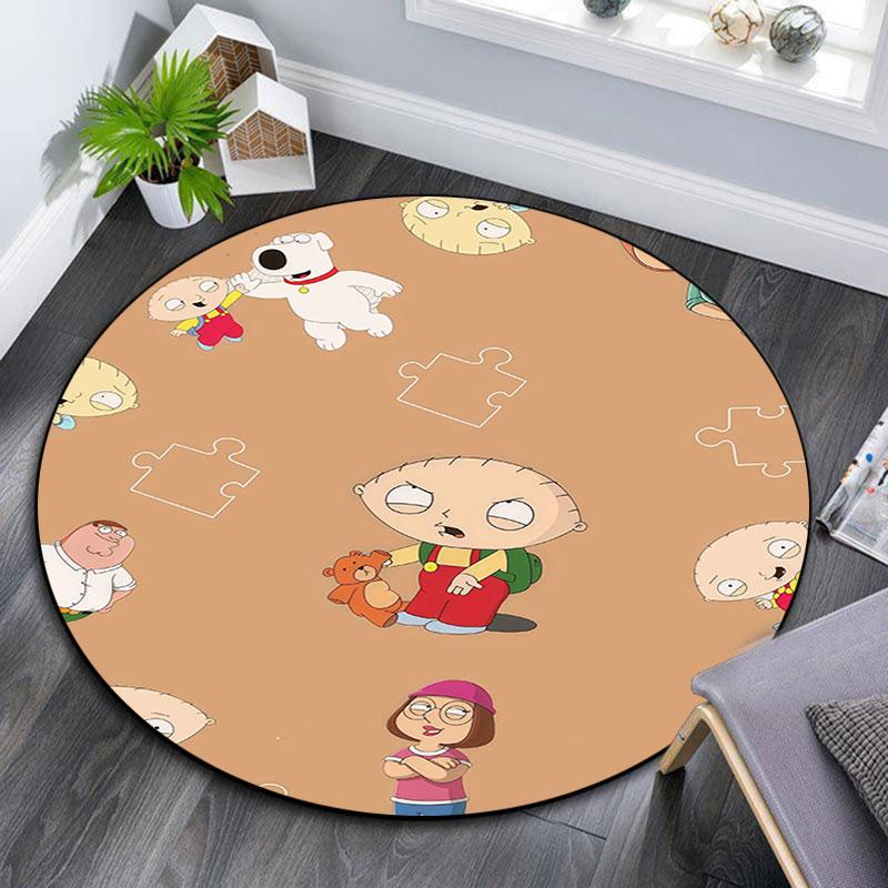 Family Guy Cartoon Pattern Round rug,Carpet Rug for Living Room Bedroom Playroom ,Non-slip Floor Mat,Holiday Gifts and Birthday Gifts.