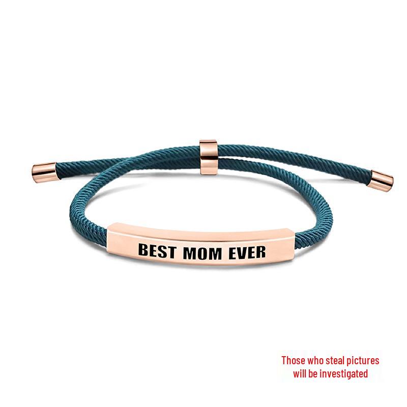 Multi-color Woven Rope Bracelet with Engraved Stainless Steel for Mother's Day or Christmas Gift