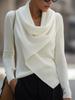 2025 Autumn/Winter Asymmetric Collar Solid Knit Sweater