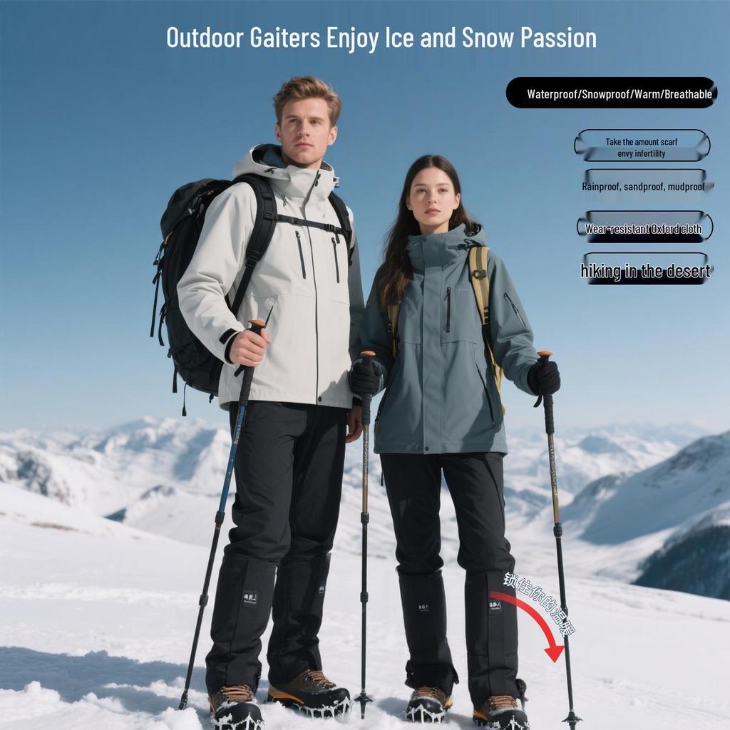 Water-Repellent Outdoor Gaiters: Snowproof, Sandproof & Mudproof Leg Protection for Mountain Climbing