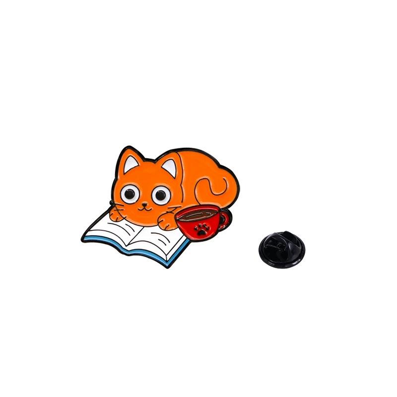 

Cartoon Cats With Books Enamel Pin For Women Cute Kitten Animal Bookworm Brooch Lapel Backpack Badge Jewelry Accessories Gifts