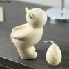 Milky Yellow Yoga Cat Candle Holder Ceramic Candlestick Desk Decoration Wax Melt Burner Aroma Diffuser Home Aroma Container