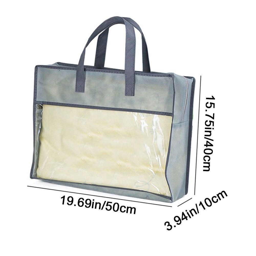 Non-Woven Fabric Clear Clothes Storage Bag Dustproof Blanket Bedding Handbag  Wardrobe