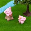 Mini Pink Elephant Ornament Cute Animal Figurine Dollhouse Micro Landscape Car Decoration Miniature Toy