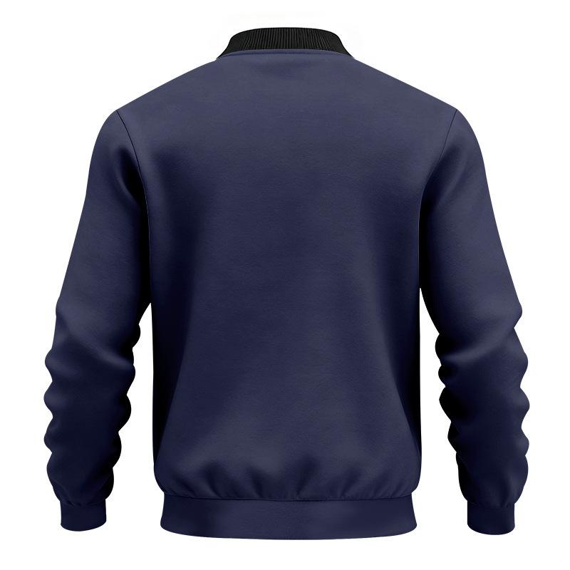 Giacca Bomber Casual da Uomo a Manica Lunga, Colore Unito, Collo Alto, con Zip