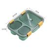 Portable 3-Compartment Plastic Lunch Box with Spoon