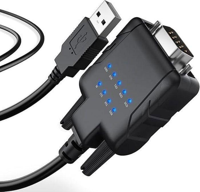 USB To Serial Adapter - USB232A-E-A - DB9 - 1m Cable - Compatible Windows/macOS/Linux - 9 LEDs