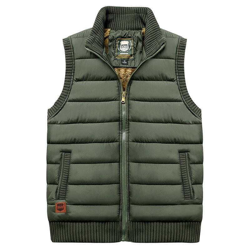 Autumn and Winter Men's Casual Vest Plus Velvet Stand Collar Plus Size Warm Vest Jacket Men's Clothing