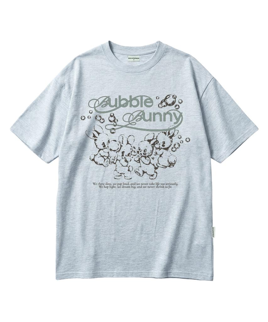 ESCAPEFROM Bubble Bunny Print Oversized Short Sleeve T-Shirt Melange Pink