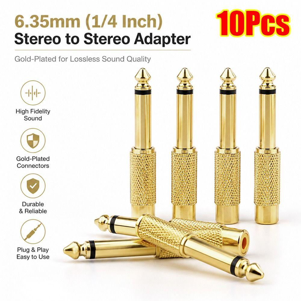 10Pcs 6.35mm 6.35mm To RCA Audio Adapter  for Home KTV Audio Use Amplifier Speaker Connection