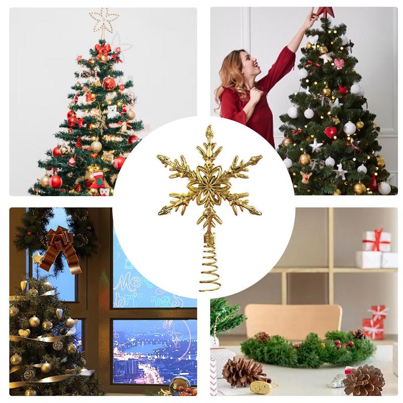 Portable Christmas Golden Tree Top Decoration Golden Star Christmas Tree Top Decoration for Home Holiday Party Decoration