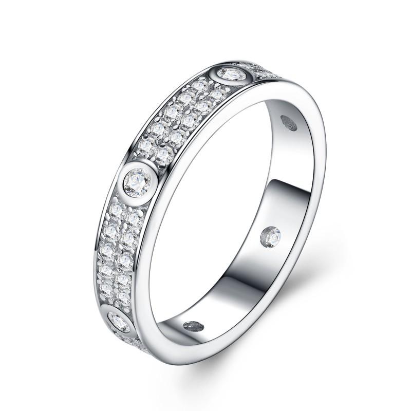 Elegant Minimalist Womens Sterling Moissanite Ring Geometric Design Fashion OL Style