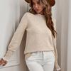 Autumn Winter Women's Sweater Patchwork Lace Round Neck Long Sleeve Button Pullover Knitwear Women