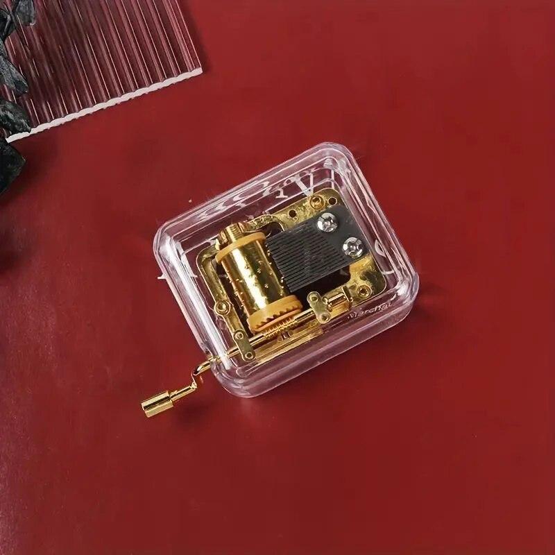 1pc Mini Creative Acrylic Material Transparent Hand Windup Metal Movement Octave Box Music Box, Friend Couple Birthday Gift