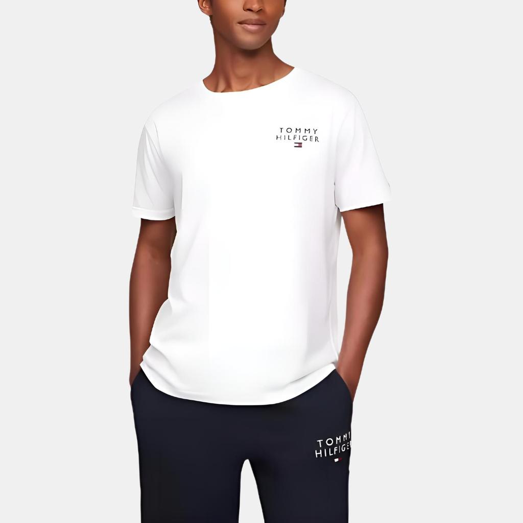 Tommy Hilfiger Logo Print Pullover Round Neck Short Sleeve T-Shirt Men Tops White UM0UM02916-YBR