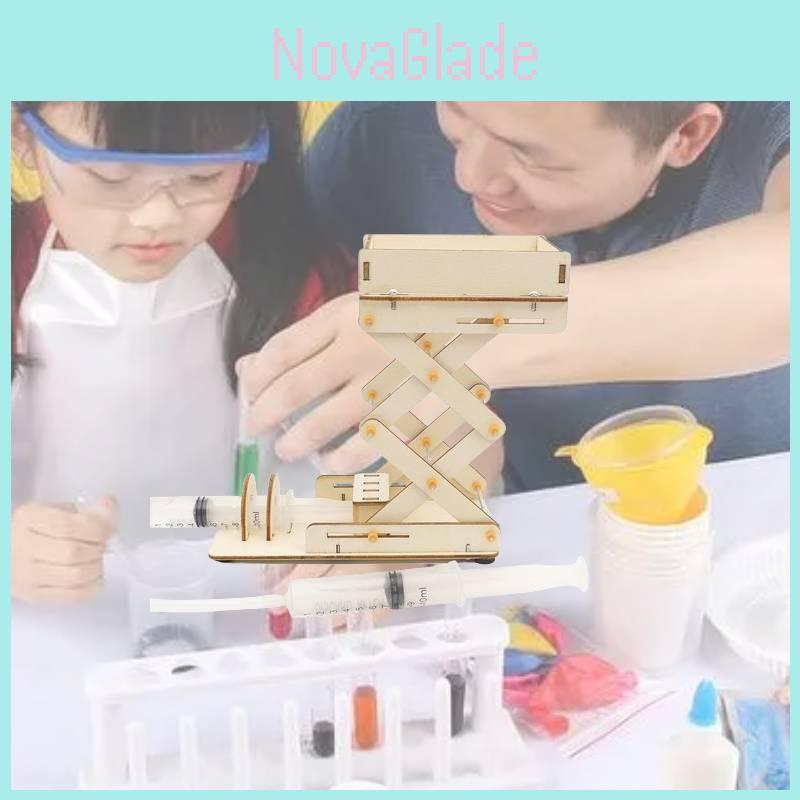 Educational Diy Hydraulic Lift Platform Science Experiment Invention Set Wooden Material Customizable