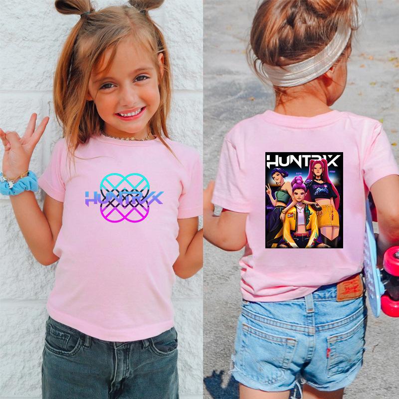 Kpop Hunter Girls' Korean Printed Short Sleeve Medium to Small Kids' T-Shirt