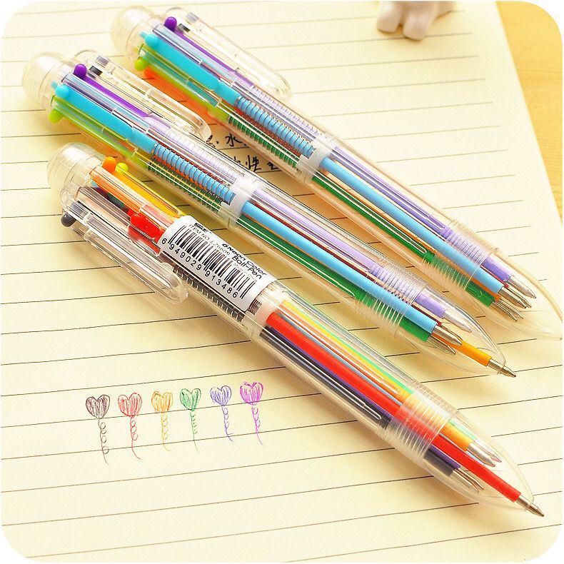 Japanese and Korean Multi-Color Push-Type Ballpoint Pen - Personality Colorful Red Pen